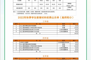 2022-2023学年度第一学期秋季学生收费公示