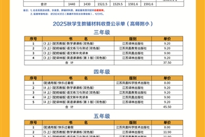 2025-2026学年度第一学期秋季学生收费公示