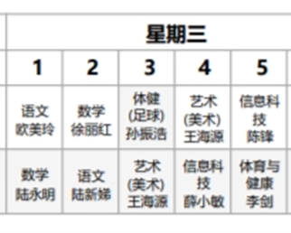 南通市小海小学2025-2026学年度第一学期总课表